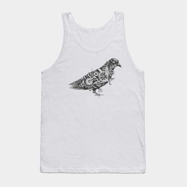 Steampunk Pigeon Tank Top by Squidoodle